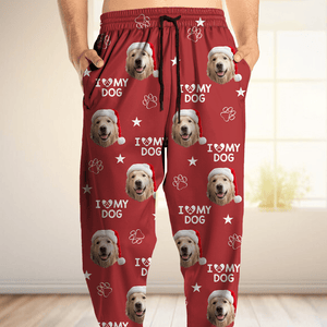 GeckoCustom Custom Photo and Name I Love My Dog, Cat Pants Christmas Gift TA29 HA75 892125