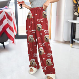 GeckoCustom Custom Photo and Name I Love My Dog, Cat Pants Christmas Gift TA29 HA75 892125