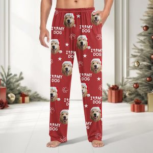 GeckoCustom Custom Photo and Name I Love My Dog, Cat Pants Christmas Gift TA29 HA75 892125