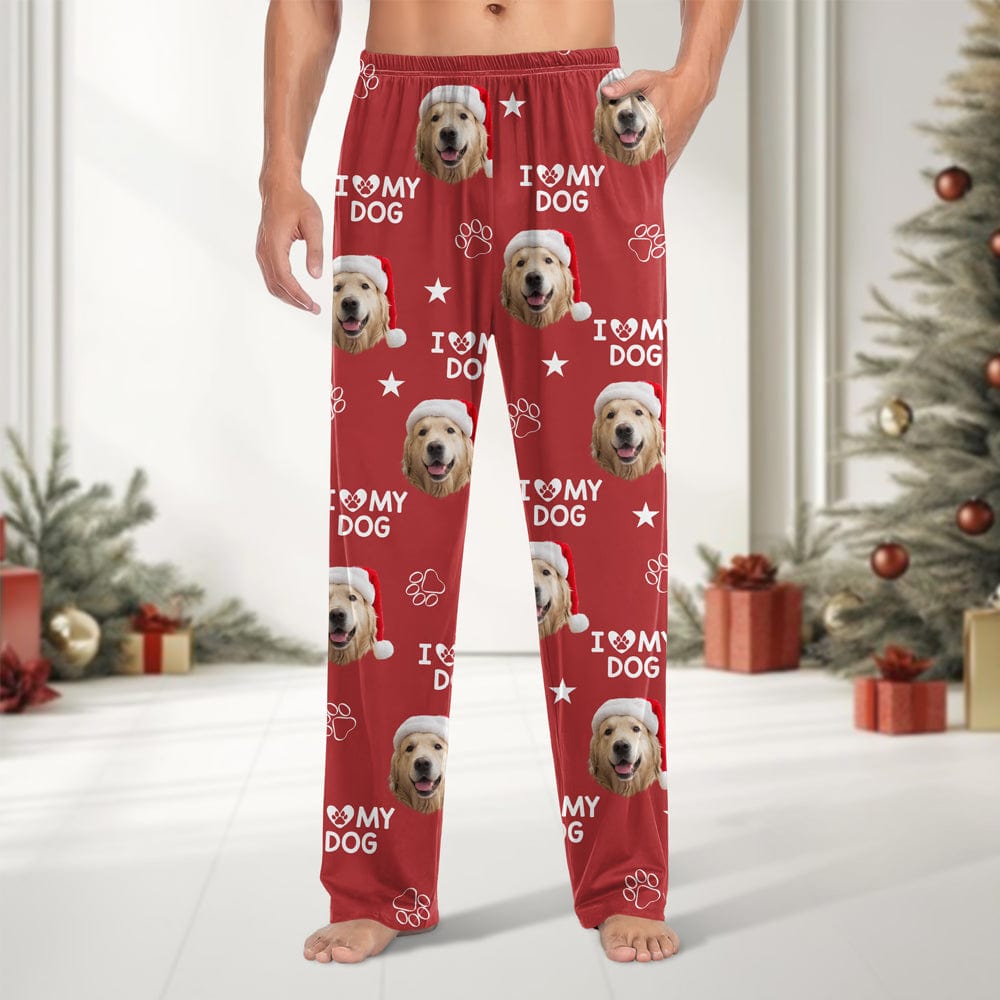 GeckoCustom Custom Photo and Name I Love My Dog, Cat Pants Christmas Gift TA29 HA75 892125