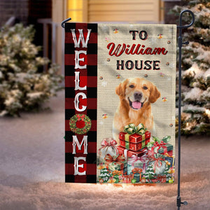 GeckoCustom Custom Photo and Name Welcome To The Dog House Christmas Garden Flag TH10 891775