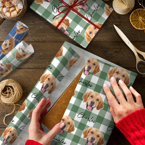 GeckoCustom Custom Photo And Name With Dog Face Wrapping Paper TH10 892185