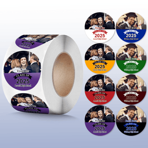 GeckoCustom Custom Photo And School Name Class Of 2025 Graduation Roll Sticker TA29 890288