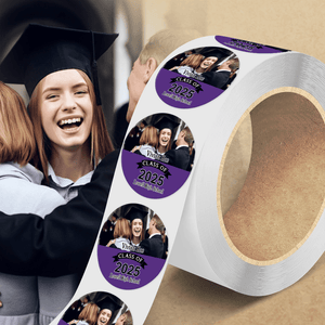 GeckoCustom Custom Photo And School Name Class Of 2025 Graduation Roll Sticker TA29 890288