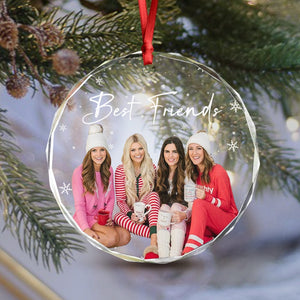 GeckoCustom Custom Photo and Text Christmas Glass Ornament for Bestie, Friends HO82 891753 3 inch