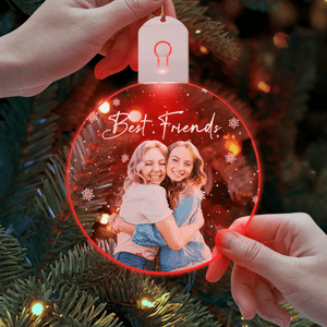 GeckoCustom Custom Photo And Text Christmas Led Acrylic Ornament For Besties HO82 893262 3 inches