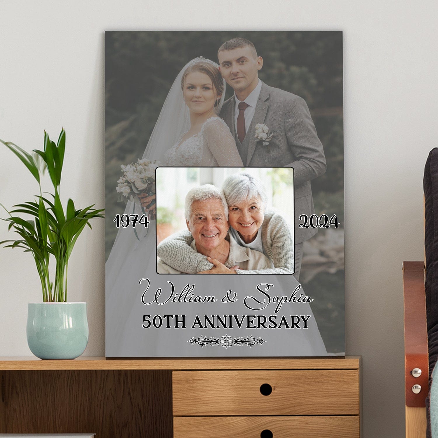 GeckoCustom Custom Photo Anniversary For Old Couple Valentine's Day Canvas TH10 892255