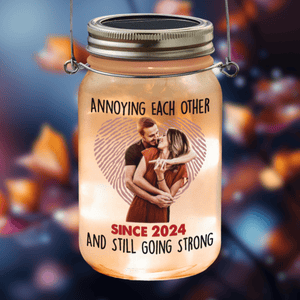 GeckoCustom Custom Photo Annoying Each Other Since Year Still Going Strong Mason Jar Light LM32 893043 16oz