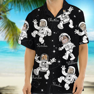 GeckoCustom Custom Photo Astronaut For Cat Lover Hawaiian Shirt N304 889257