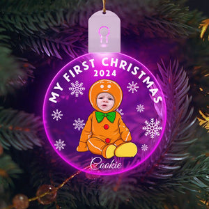 GeckoCustom Custom Photo Baby's First Christmas Costumes Circle Led Acrylic Ornament HO82 893236 3 inches