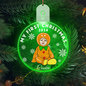 GeckoCustom Custom Photo Baby's First Christmas Costumes Circle Led Acrylic Ornament HO82 893236 6 inches