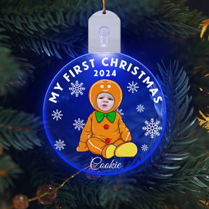 GeckoCustom Custom Photo Baby's First Christmas Costumes Circle Led Acrylic Ornament HO82 893236 3 inches