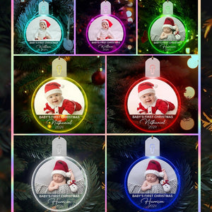 GeckoCustom Custom Photo Baby's First Christmas Led Acrylic Ornament HA75 891847 3 inches