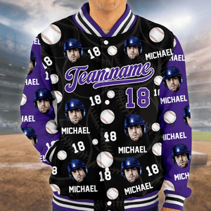 GeckoCustom Custom Photo Baseball Pattern Sport Varsity Jacket HO82 893152