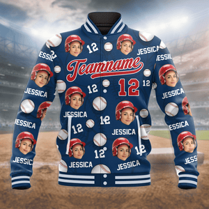 GeckoCustom Custom Photo Baseball Pattern Sport Varsity Jacket HO82 893152