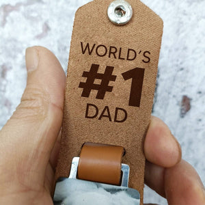 GeckoCustom Custom Photo Best #1 Dad Leather Keychain N304 890104