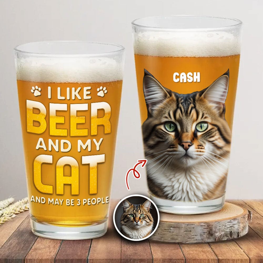 GeckoCustom Custom Photo Best Cat Dad Ever Cat Father Print Beer Glass HO82 890618 16oz