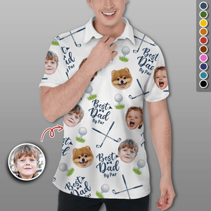 GeckoCustom Custom Photo Best Dad By Par Polo Shirt HA75 890616