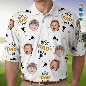 GeckoCustom Custom Photo Best Dad Ever Polo Shirt HA75 890612