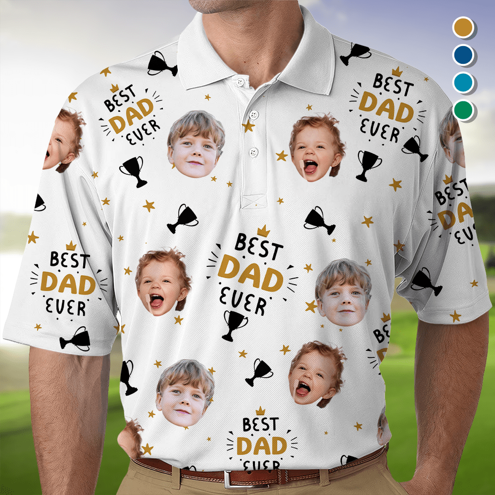 GeckoCustom Custom Photo Best Dad Ever Polo Shirt HA75 890612