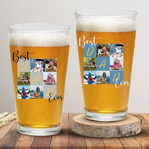 GeckoCustom Custom Photo Best Dad Ever Print Beer Glass HO82 890688 16oz / 1 side