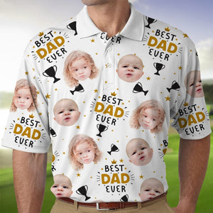 GeckoCustom Custom Photo Best Dad Ever With The Trophies Polo Shirt TH10 891035