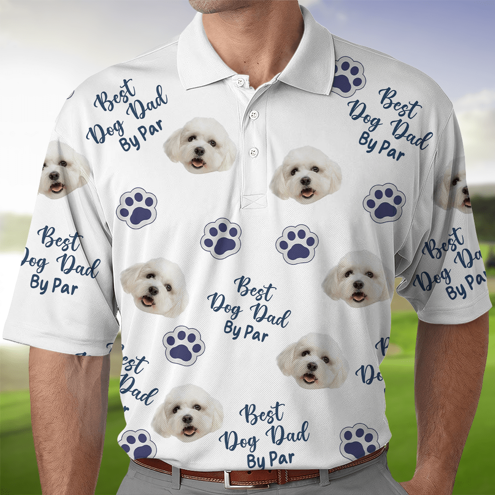 GeckoCustom Custom Photo Best Dog Dad By Par Polo Shirt DM01 891021