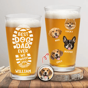 GeckoCustom Custom Photo Best Dog Dad Ever Print Beer Glass HO82 890538 16oz