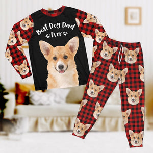 GeckoCustom Custom Photo Best Dog Mom, Dog Dad Ever Christmas Sleepwear HA75 891548