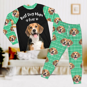 GeckoCustom Custom Photo Best Dog Mom, Dog Dad Ever Christmas Sleepwear HA75 891548