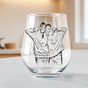 GeckoCustom Custom Photo Best Friends Bestie Sisters Stemless Wine Glass Unique Gift HO82 893416 14.5 oz