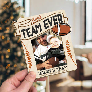 GeckoCustom Custom Photo Best Team Ever Football Dad Christmas Gift Car Visor Clip HO82 890698