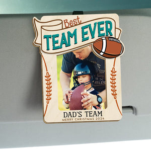 GeckoCustom Custom Photo Best Team Ever Football Dad Christmas Gift Car Visor Clip HO82 890698