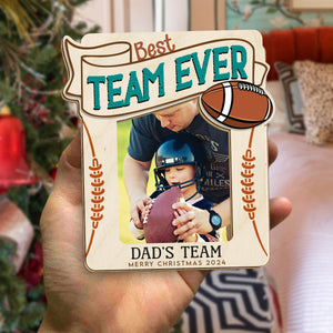 GeckoCustom Custom Photo Best Team Ever Football Dad Christmas Gift Car Visor Clip HO82 890698