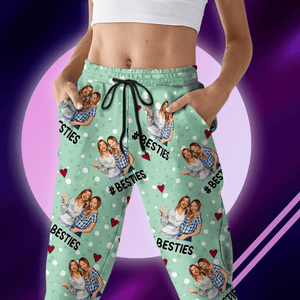 GeckoCustom Custom Photo Besties, BFF Hashtag Personalized Pants HA75 891794