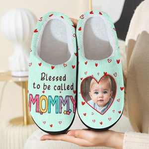 GeckoCustom Custom Photo Blessed To Be Called Mommy, Grandma Slippers HA75 891414