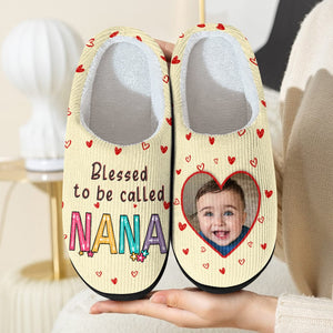 GeckoCustom Custom Photo Blessed To Be Called Mommy, Grandma Slippers HA75 891414