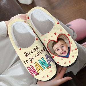 GeckoCustom Custom Photo Blessed To Be Called Mommy, Grandma Slippers HA75 891414