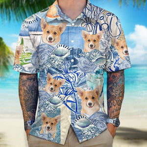 GeckoCustom Custom Photo Blue Aesthetics Dog Hawaii Shirt DM01 890837