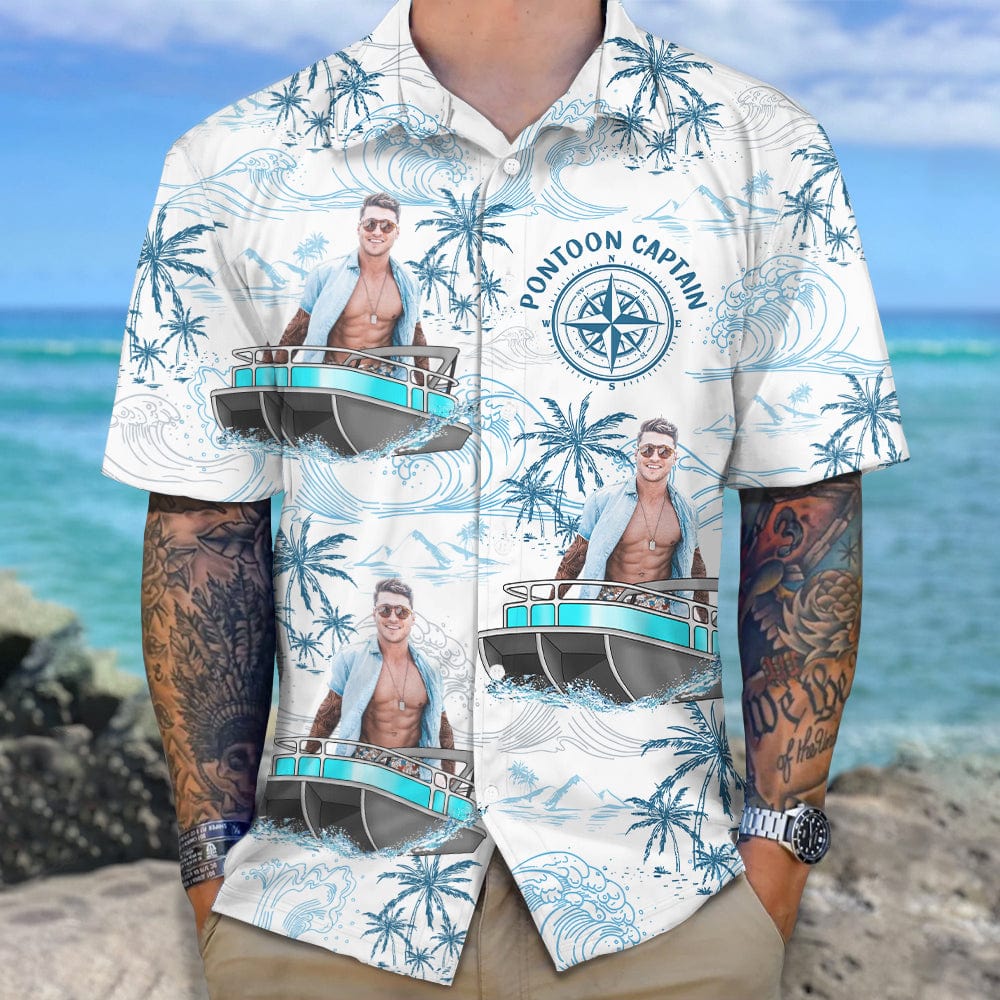 GeckoCustom Custom Photo Boating Pontoon  Human Faces Hawaii Shirt N304 889823