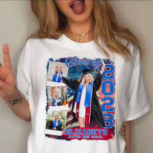 GeckoCustom Custom Photo Build Your Own 2025 Graduation Bright Shirt N304 890092 Women Tee / Light Blue Color / S