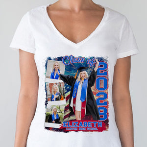 GeckoCustom Custom Photo Build Your Own 2025 Graduation Bright Shirt N304 890092 Women V-neck / V White / S