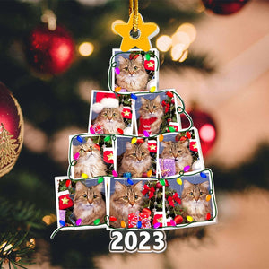 GeckoCustom Custom Photo Cat And Christmas Tree Acrylic Ornament N304 890105