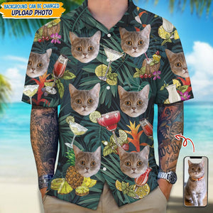 GeckoCustom Custom Photo Cat And Cocktail Hawaii Shirt N304 889371