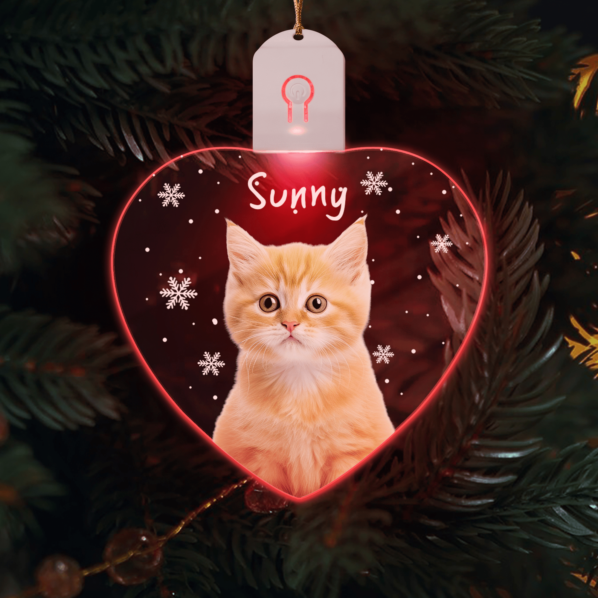 GeckoCustom Custom Photo Cat Christmas Led Acrylic Ornament Christmas Gift For Cat Lovers HA75 891730 3in