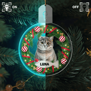 GeckoCustom Custom Photo Cat Circle Led Acrylic Ornament For Christmas HA75 891648 3in