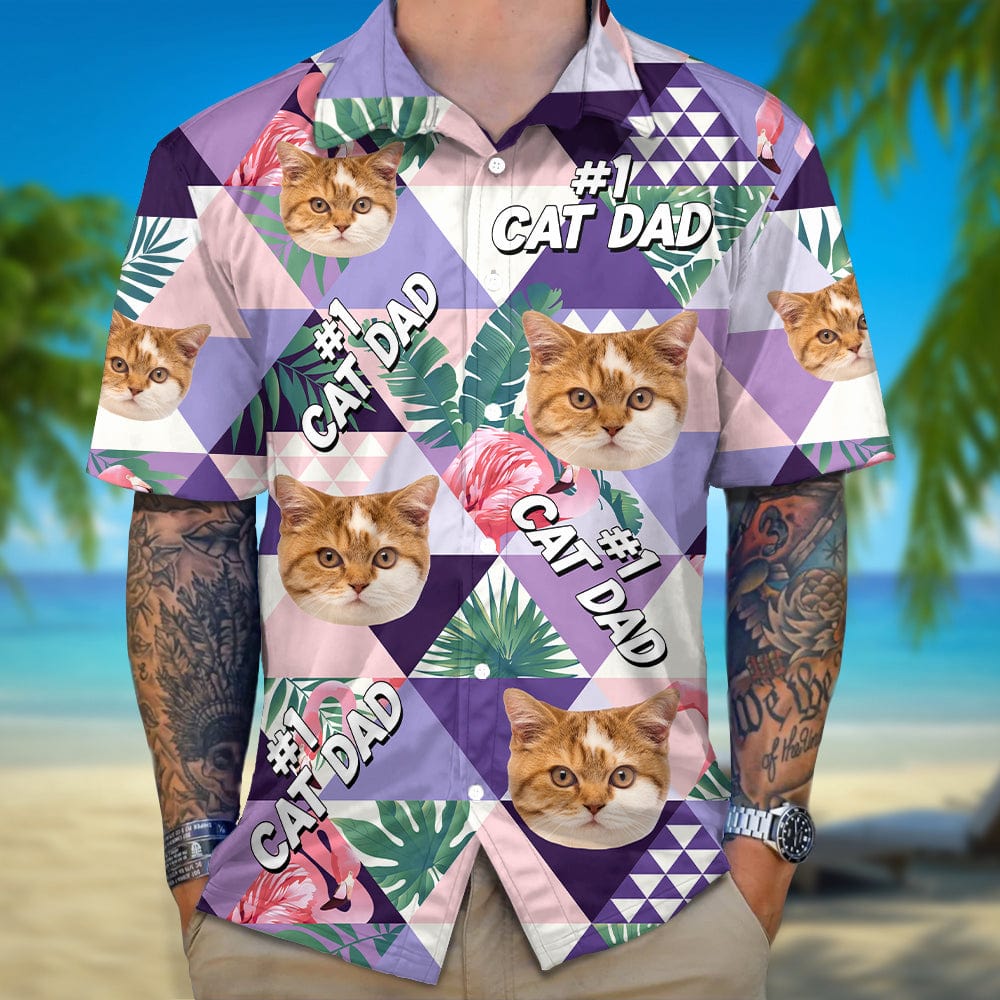 GeckoCustom Custom Photo Cat Dad Cat Mom Hawaii Shirt N304 889280