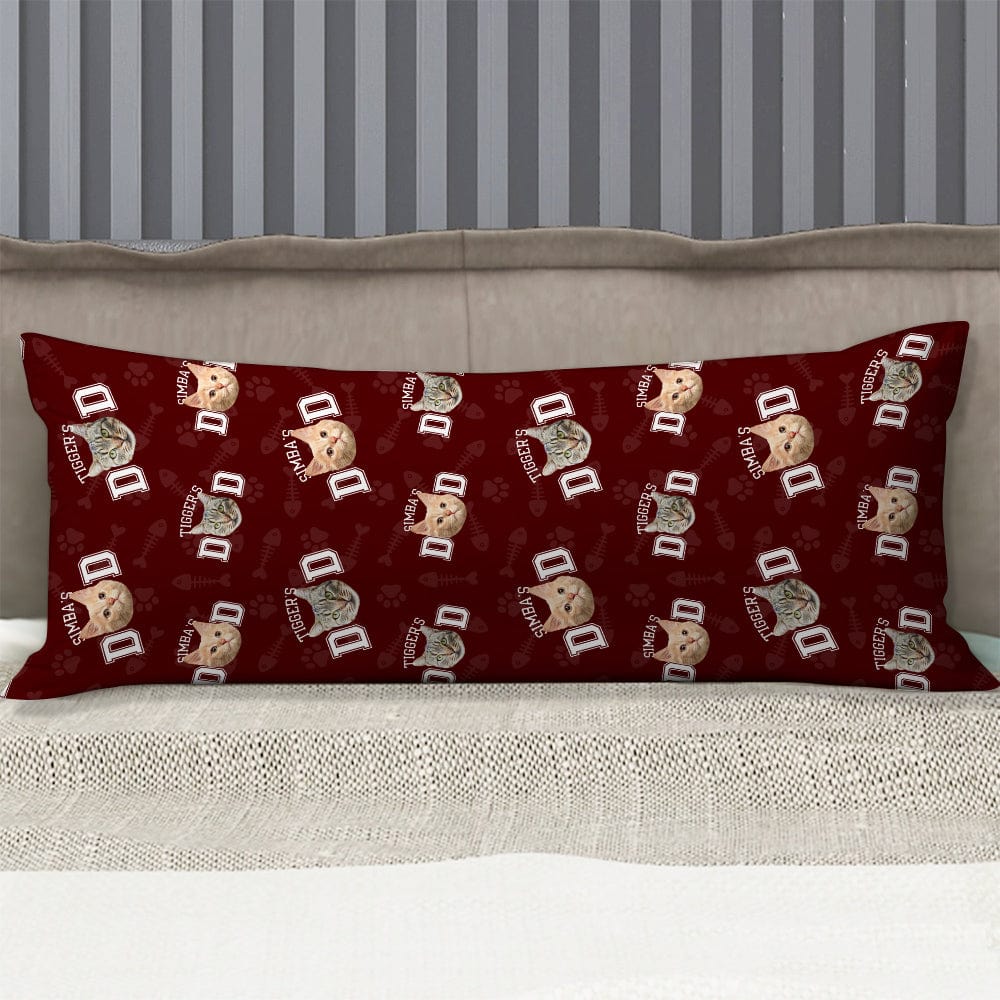 GeckoCustom Custom Photo Cat Dad Cat Mom With Paw And Born Pattern Rectangle Pillow Case TA29 890168