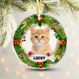 GeckoCustom Custom Photo Cat Glass Ornament For Christmas HA75 891452