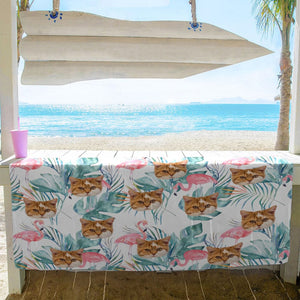 GeckoCustom Custom Photo Cat Hawaiian Vacation Style Beach Towel N304 890671 30"x60"